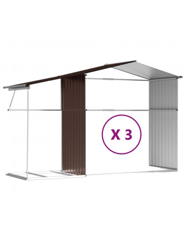 Capanno da Giardino Marrone 277x365,5x179 cm in Acciaio Zincato