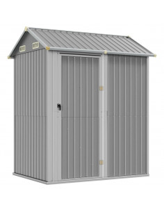 Capanno Giardino Grigio Chiaro 192x152,5x237cm Acciaio Zincato 2
