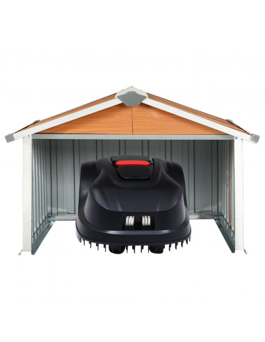 Capanno per Robot Tosaerba 92x97x63 cm Acciaio Zincato Marrone