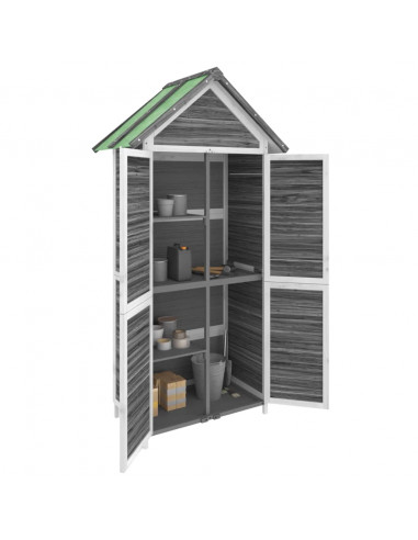 Rimessa da Giardino Grigia 89x52,5x175cm Legno Massello di Pino