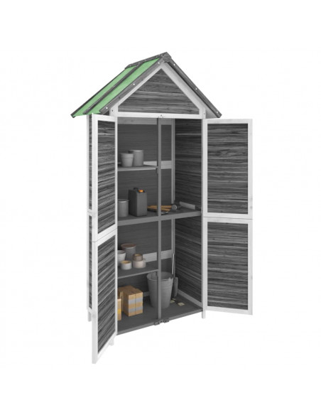 Rimessa da Giardino Grigia 89x52,5x175cm Legno Massello di Pino