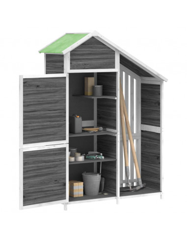 Rimessa da Giardino Grigia 120x53,5x170 cm Legno Massello Pino