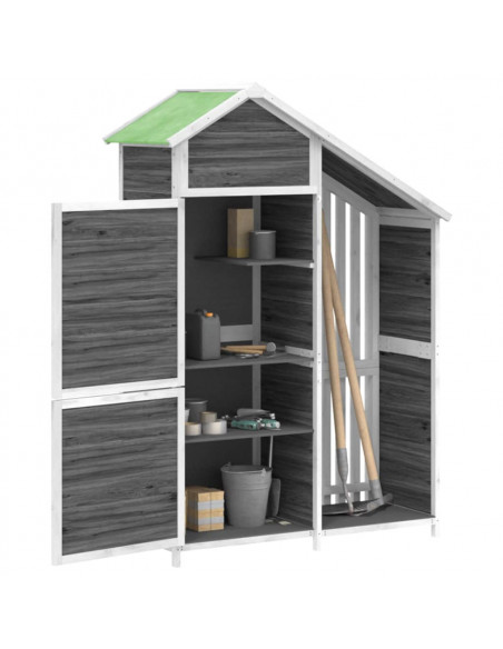 Rimessa da Giardino Grigia 120x53,5x170 cm Legno Massello Pino