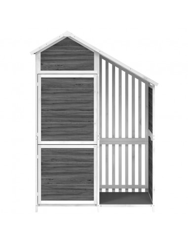 Rimessa da Giardino Grigia 120x53,5x170 cm Legno Massello Pino