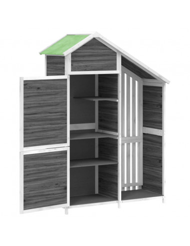 Rimessa da Giardino Grigia 120x53,5x170 cm Legno Massello Pino