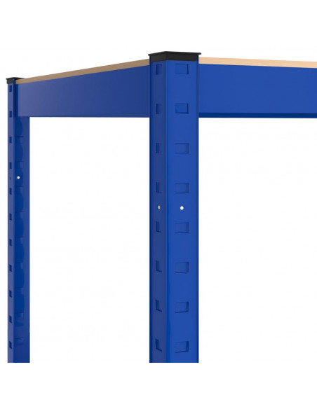Mensole a 5 Ripiani 2pz Blu in Acciaio e Legno Multistrato
