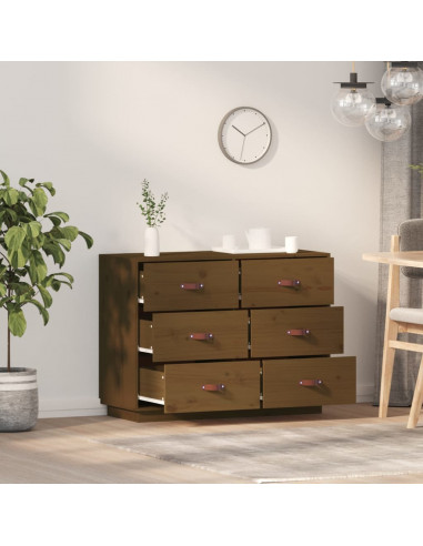 Credenza Miele 100x40x75 cm in Legno Massello di Pino