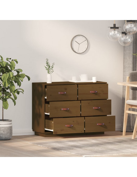 Credenza Miele 100x40x75 cm in Legno Massello di Pino