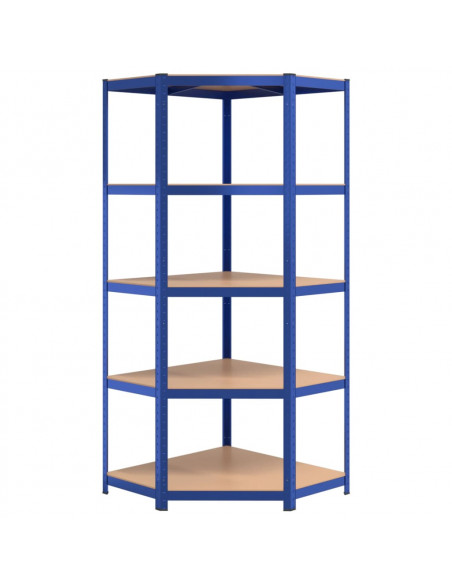 Scaffali a 5 Ripiani 3 pz Blu in Acciaio e Legno Multistrato