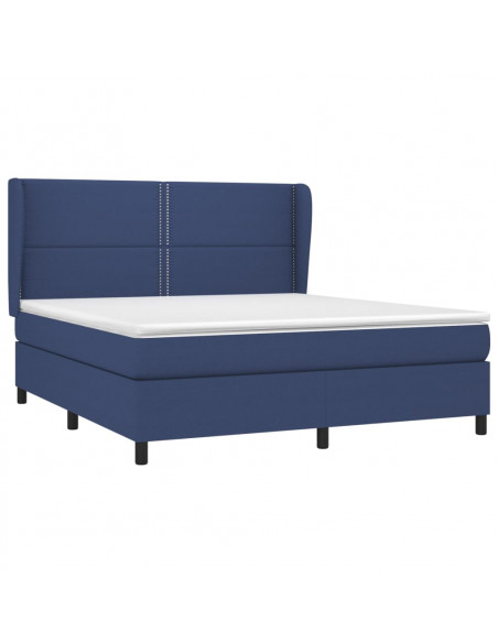 Giroletto a Molle con Materasso Blu 160x200 cm in Tessuto