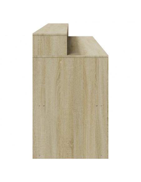 Scrivania con Luci LED Rovere Sonoma 200x55x91cm in Truciolato