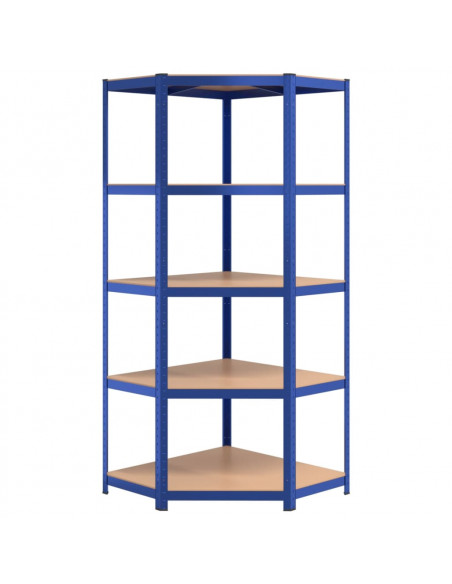 Scaffali a 5 Ripiani 5 pz Blu in Acciaio e Legno Multistrato