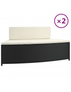 Panche per Spa con Cuscini 2 pz in Polyrattan Nero 2