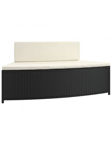 Panche per Spa con Cuscini 2 pz in Polyrattan Nero