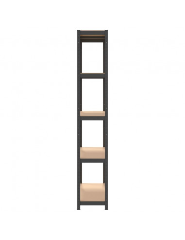 Mensola Portaoggetti 5 Strati Antracite in Acciaio e Legno