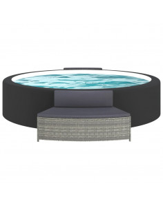 Panche per Spa con Cuscini 2 pz in Polyrattan Grigio 2