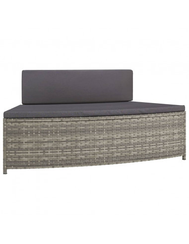 Panche per Spa con Cuscini 2 pz in Polyrattan Grigio