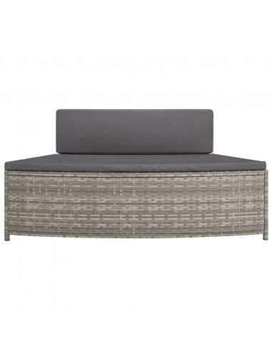 Panche per Spa con Cuscini 2 pz in Polyrattan Grigio