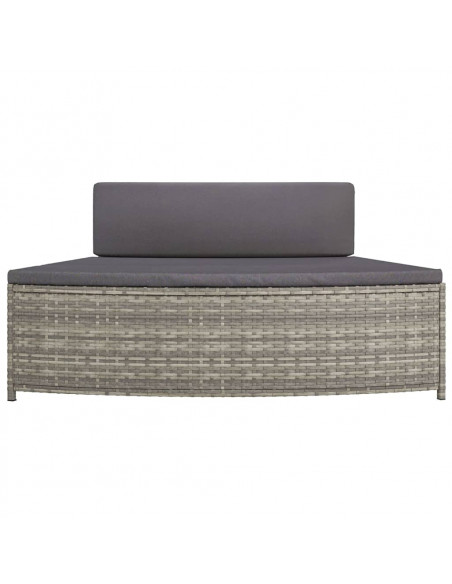 Panche per Spa con Cuscini 2 pz in Polyrattan Grigio