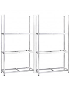 Portapneumatici a 3 Strati 2 pz Argento 110x40x200cm in Acciaio 2