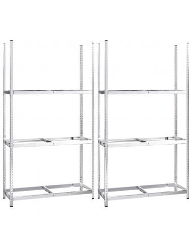 Portapneumatici a 3 Strati 2 pz Argento 110x40x200cm in Acciaio
