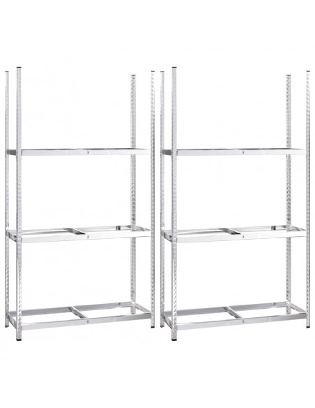 Portapneumatici a 3 Strati 2 pz Argento 110x40x200cm in Acciaio