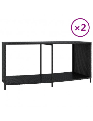 Scaffali Portaoggetti 2 pz in Polyrattan Nero