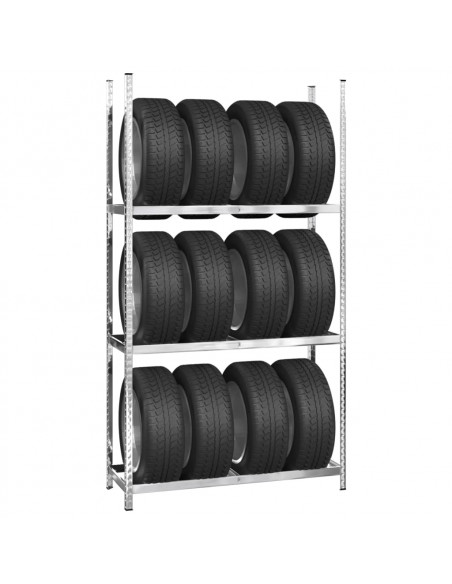 Portapneumatici a 3 Strati 2 pz Argento 110x40x200cm in Acciaio