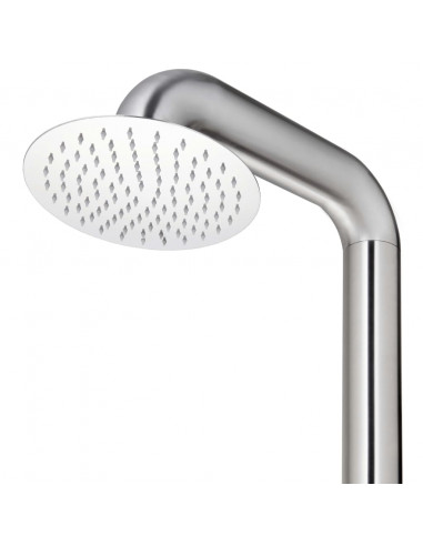 Doccia da Giardino con Base Grigia 230 cm in Acciaio Inox