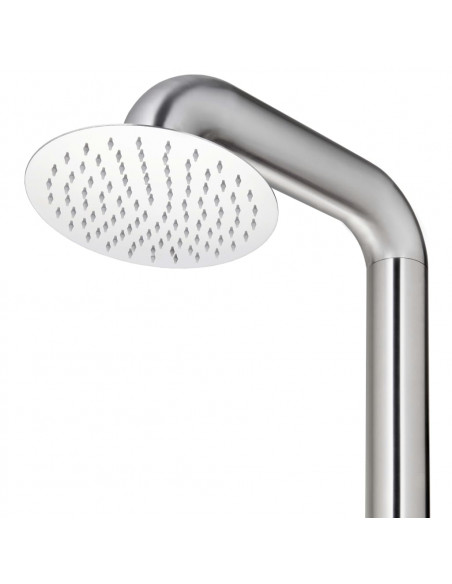 Doccia da Giardino con Base Grigia 230 cm in Acciaio Inox