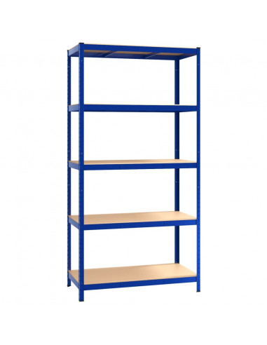 Mensola 5 Strati Blu in Acciaio e Legno Multistrato