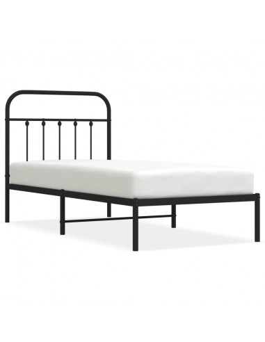 Giroletto con Testiera in Metallo Nero 80x200 cm