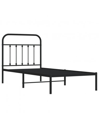 Giroletto con Testiera in Metallo Nero 80x200 cm