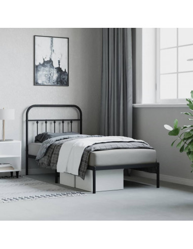 Giroletto con Testiera in Metallo Nero 80x200 cm