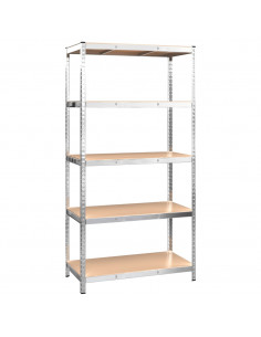 Mensola 5 Strati Argento in Acciaio e Legno Multistrato 2