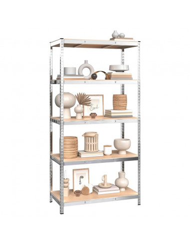 Mensola 5 Strati Argento in Acciaio e Legno Multistrato