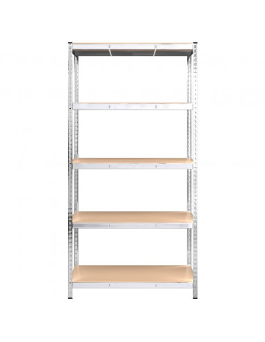 Mensola 5 Strati Argento in Acciaio e Legno Multistrato