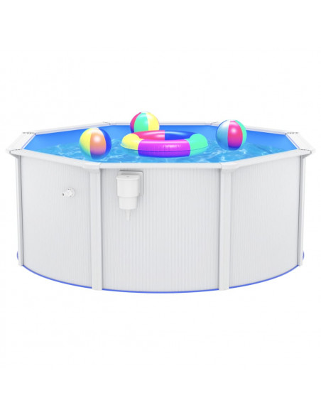 Piscina con Pareti in Acciaio 300x120 cm Bianca