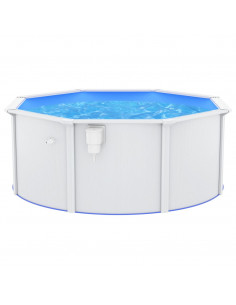 Piscina con Pareti in Acciaio 300x120 cm Bianca 2