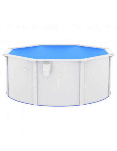 Piscina con Pareti in Acciaio 300x120 cm Bianca