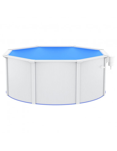 Piscina con Pareti in Acciaio 300x120 cm Bianca