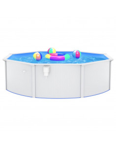 Piscina con Pareti in Acciaio Rotonda 460x120 cm Bianca 2