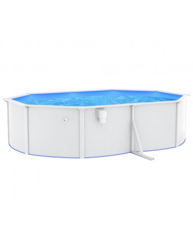 Piscina con Pareti in Acciaio Ovale 490x360x120 cm Bianca