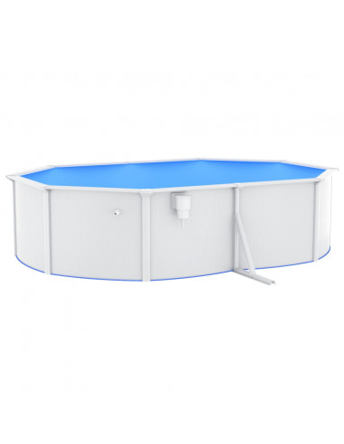 Piscina con Pareti in Acciaio Ovale 490x360x120 cm Bianca