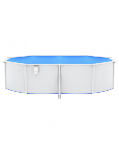 Piscina con Pareti in Acciaio Ovale 490x360x120 cm Bianca