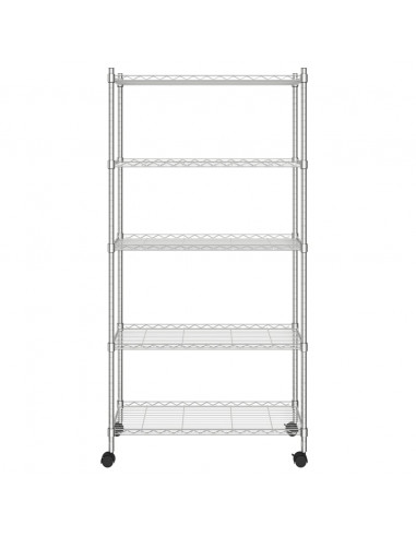 Scaffale a 5 Livelli con Ruote 75x35x155 cm Cromato 250 kg