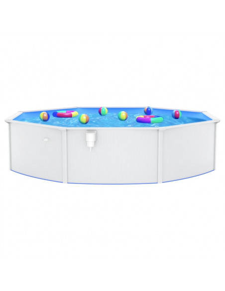 Piscina con Pareti in Acciaio Rotonda 550x120 cm Bianca