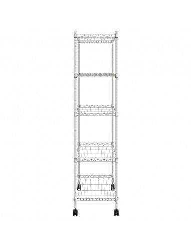 Scaffale a 5 Livelli con Ruote 75x35x155 cm Cromato 250 kg