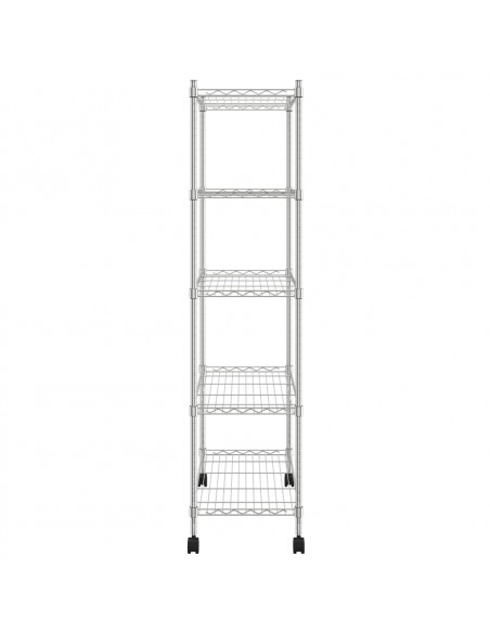 Scaffale a 5 Livelli con Ruote 75x35x155 cm Cromato 250 kg