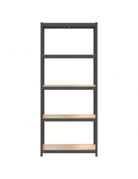 Scaffali 5 Ripiani 4pz Antracite in Acciaio e Legno Multistrato
